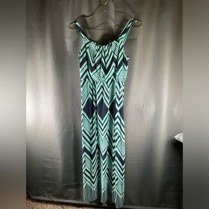 Women’s Three Pink Hearts blue aqua summer dress with straps no belt-Size 16